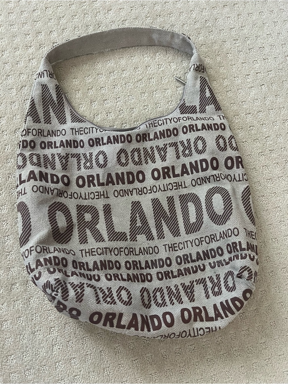 Orlando Print Canvas Shoulder Bag - Brown on Cream